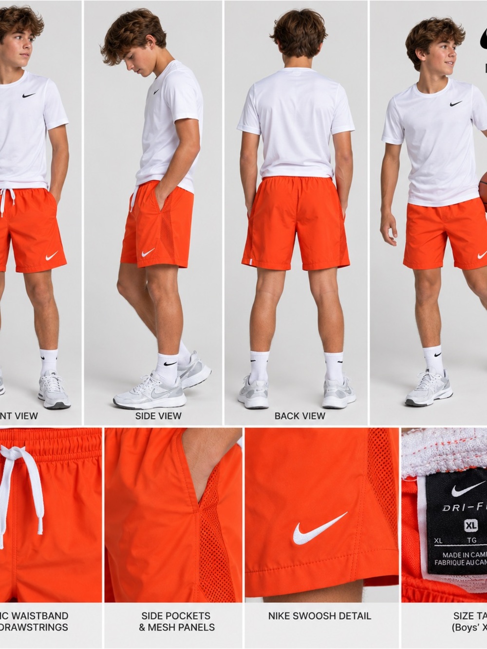Nike Dri-FIT Boys’ Athletic Shorts – Orange – Size XL